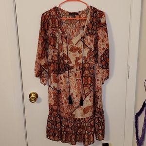 Paisley Brown, Tan, and Red Sheath Dress